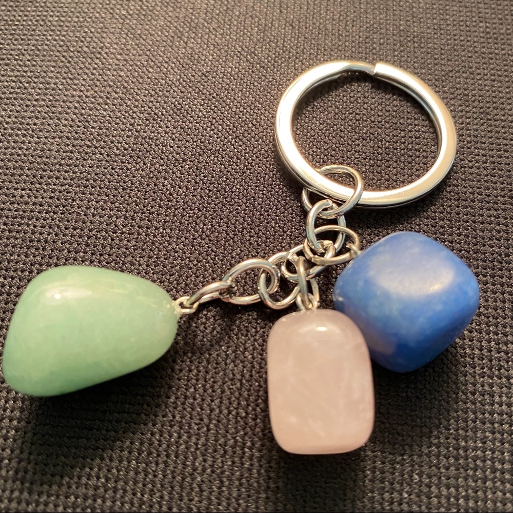 Keychain with Polished Stone Crystals